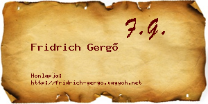 Fridrich Gergő névjegykártya